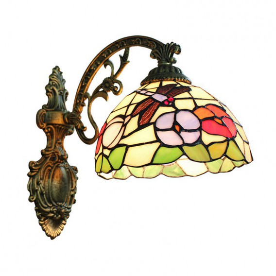 8 Inch European Pastoral Retro Tiffany Wall Sconce with Dragonfly and ...
