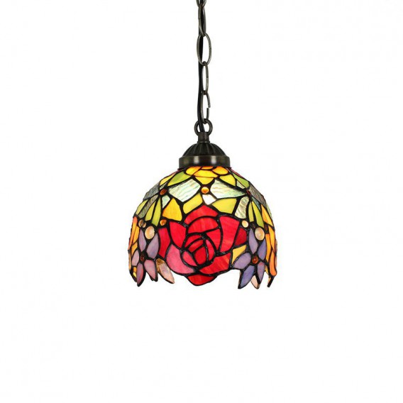 6 Inch European Pastoral Retro Tiffany Pendant Light with Red Rose ...